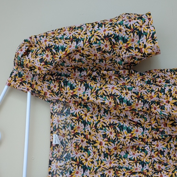 Large Melrose and Market Floral Flower Top Shirt Pink Green Black Cotton - Picture 5 of 14